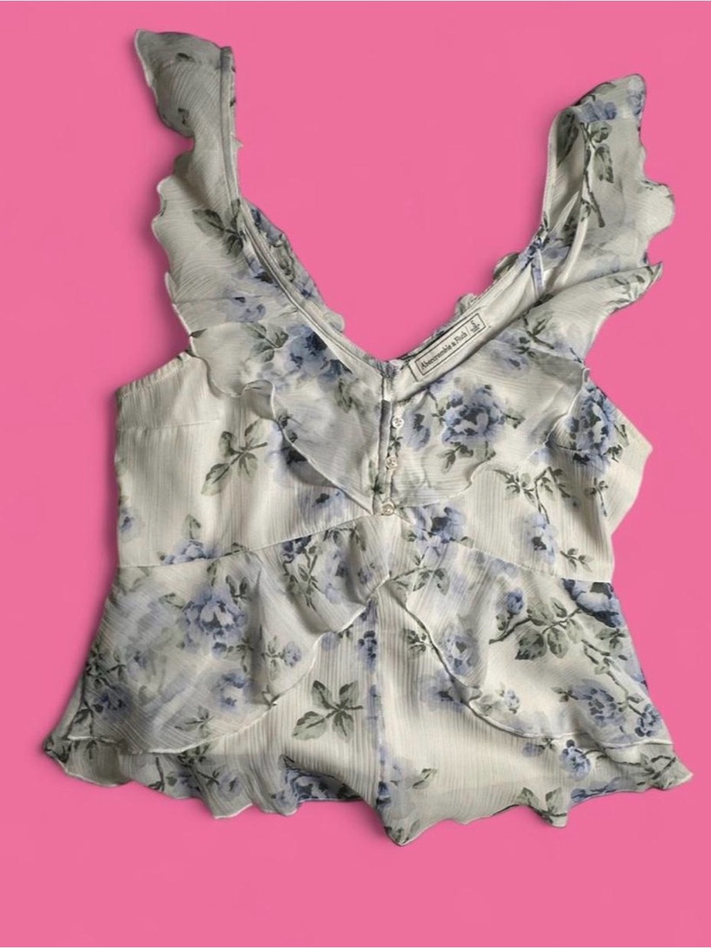 Abercrombie & Fitch Floral Ruffle Chiffon Top size small